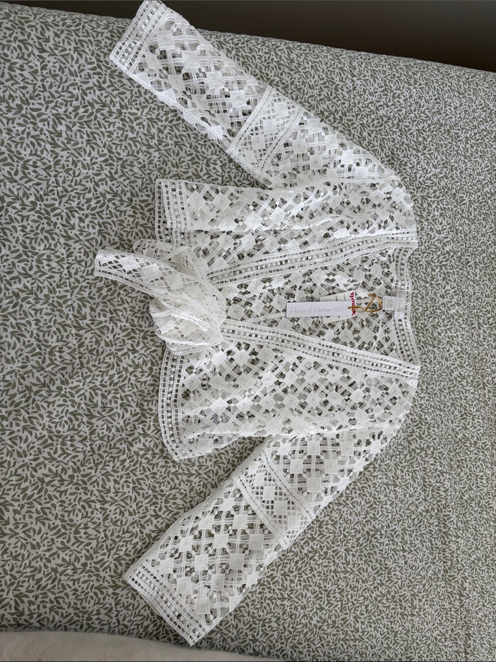 House of Harlow 1960 White Crochet Lace Blazer